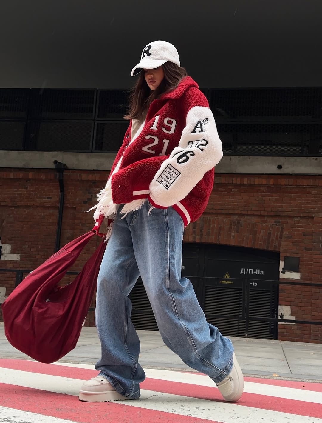 The Varsity Rouge Sherpa Jacket