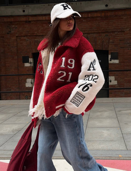 The Varsity Rouge Sherpa Jacket