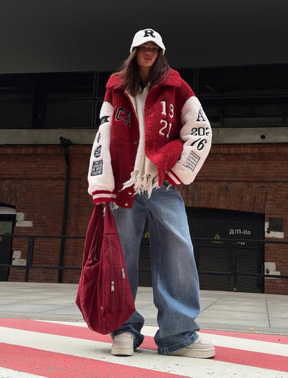 The Varsity Rouge Sherpa Jacket