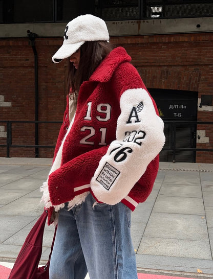 The Varsity Rouge Sherpa Jacket
